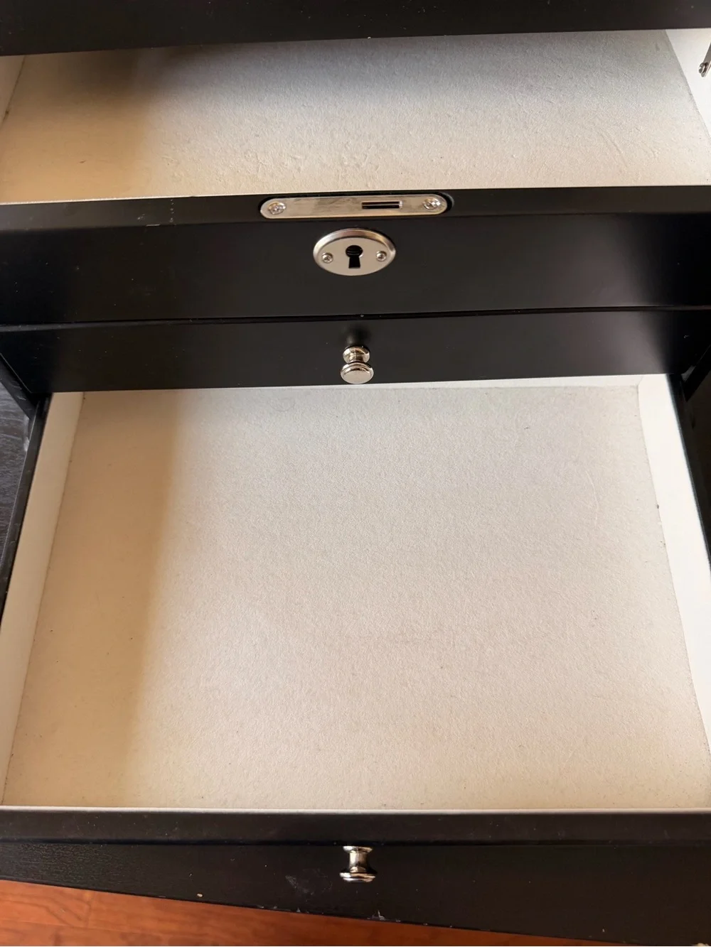 Black Jewelry Organizer Box with Mirror - Multi-Compartment Storage